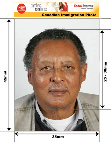 Example guide for Canadian permanent resident card photographs