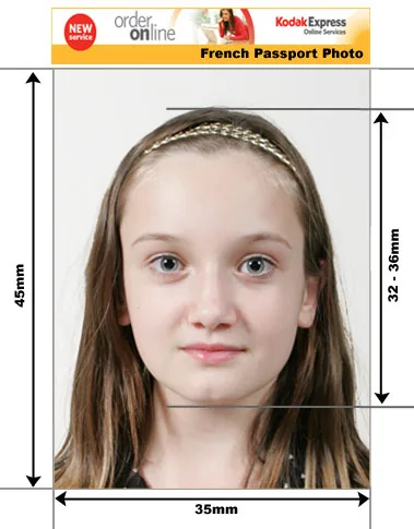 Example guide for French passport and identity photo photographs