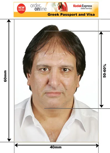 Example guide for Greek passport photographs