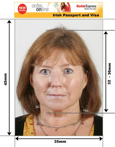 Example guide for Irish passport photographs