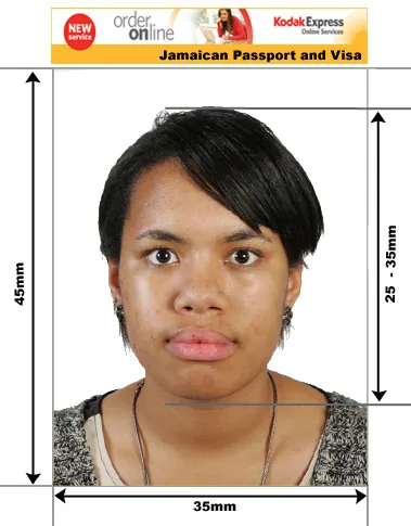 Example guide for Jamaican passport photographs