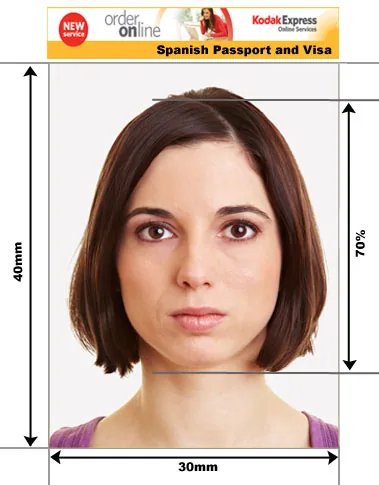 Example guide for Spanish passport and visa photographs