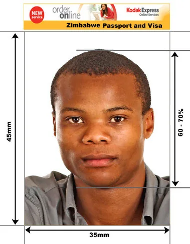 Example guide for Zimbabwe passport and visa photographs